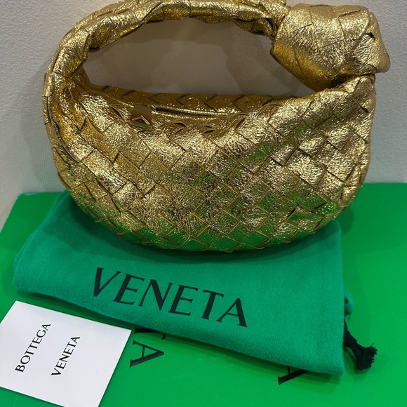 Bottega Veneta Handbags - Bottega Veneta Metallic Gold Mini Jodie
